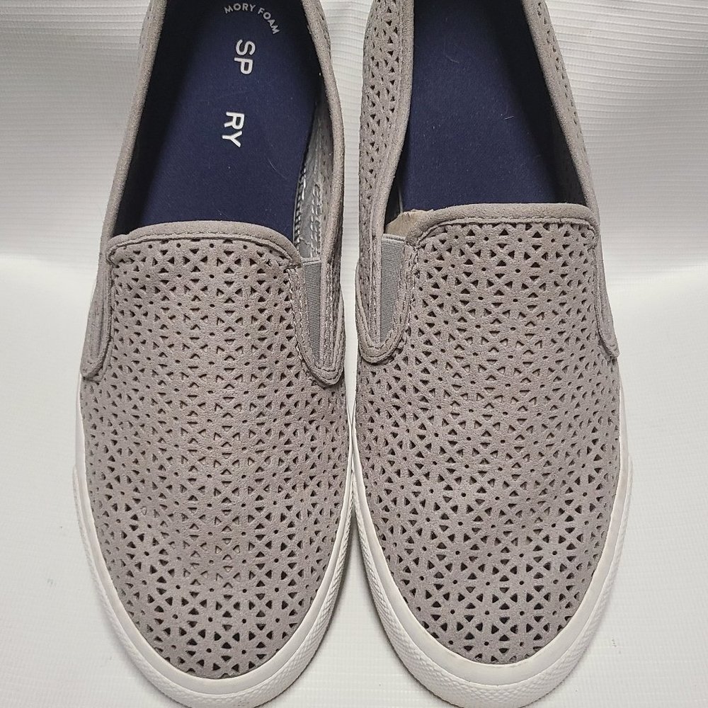 Sperry Seaside Perforated Slip-On Sneakers Gray 10 M
